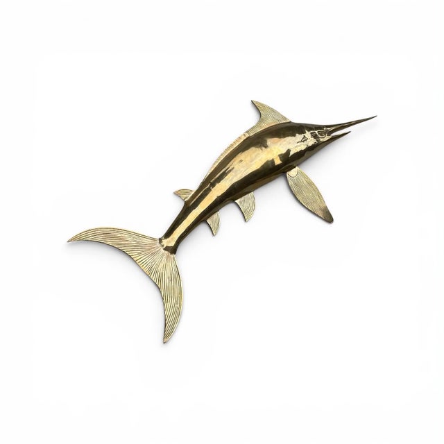 1970's Solid Brass Marlin Wall Decor For Sale - Image 6 of 17