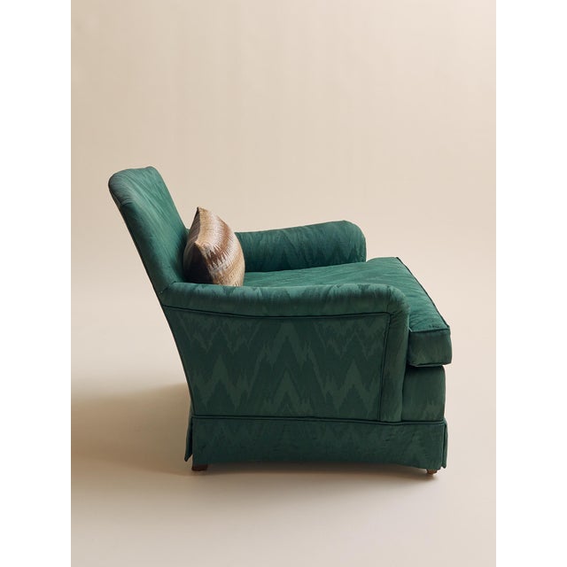 Drexel The Vintage Drexel Emerald Moire Flame Stitch Armchairs For Sale - Image 4 of 10