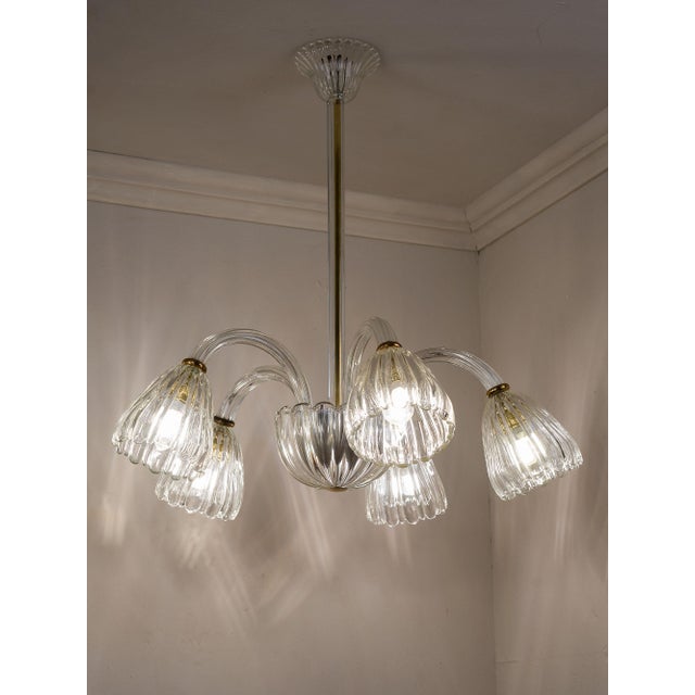 Murano Glass Chandeliers attributed to Barovier & Toso, Italy, 1940s, Set of 2 For Sale - Image 6 of 14