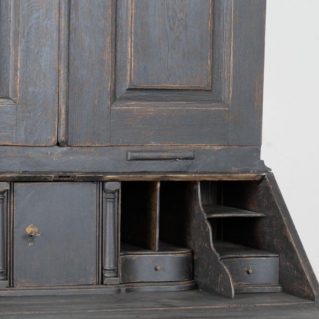 Wood 19th Century Swedish Black Painted Pine Secretary Bureau For Sale - Image 7 of 12