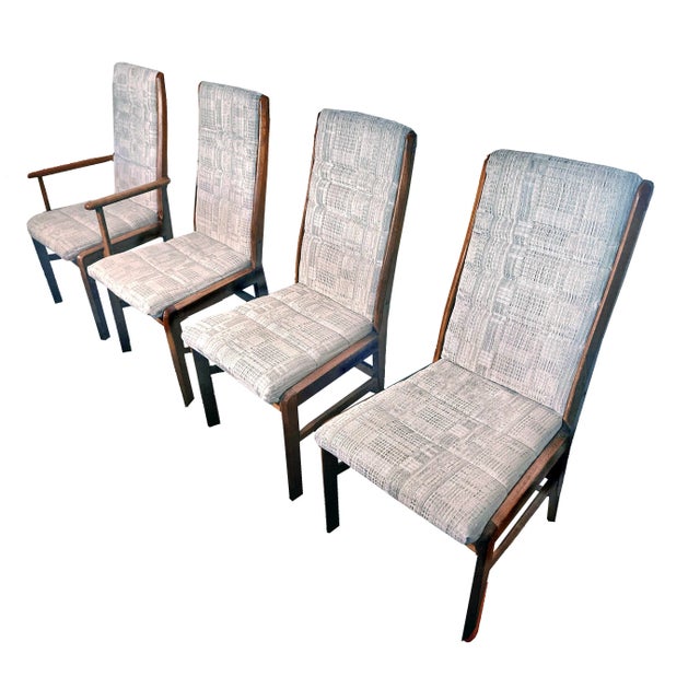 Mid-Century D-Scan Danish Modern Teak Framed Upholstered High Back Dining Chairs - Set 4 For Sale - Image 13 of 13