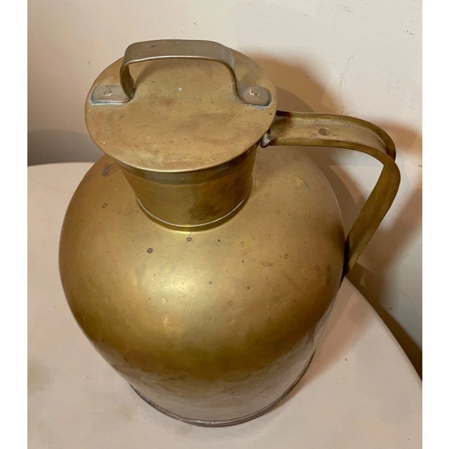 Large Heavy 19th Century Brass Copper Civil War Navy Water Milk Jug Metalware For Sale In New York - Image 6 of 15