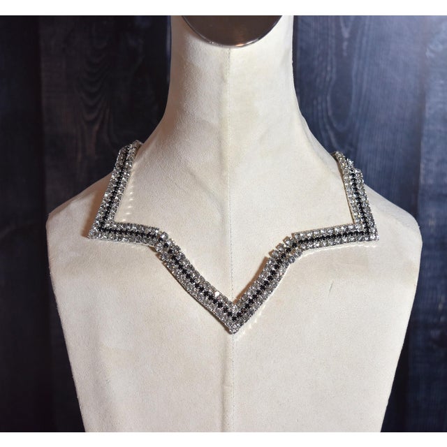Vintage American Designer Alexis Kirk Clear and Black Rhinestone Star Necklace Choker For Sale - Image 13 of 17