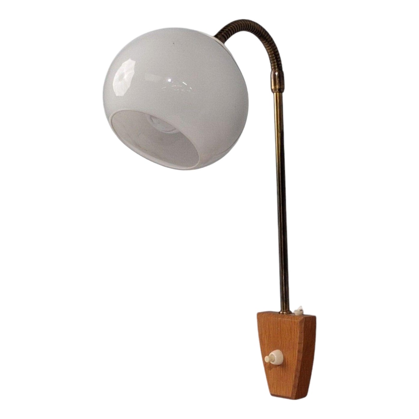 Swedish Modern, Clip-on Task Light, Brass, Wood, Glass, Sweden, 1950s ...