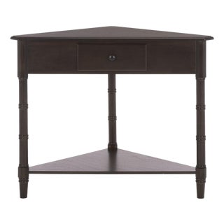 Gomez 1 Drawer 1 Shelf Corner Table in Dark Chocolate For Sale