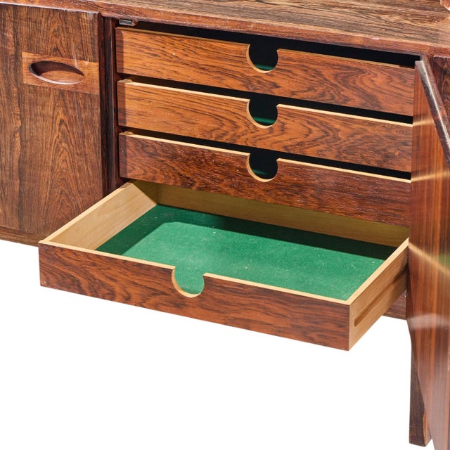 Brown Arne Hovmand-Olsen for Mogens Kold Møbelfabrik Mid Century Danish Rosewood Credenza and Bar Hutch For Sale - Image 8 of 12