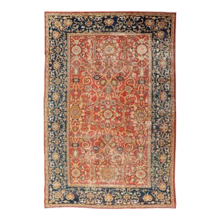 Antique Persian, 19th Century Sultanabad Rug in Rust, Blue, Gold, Yellow & Green 8'1 X 13' For Sale