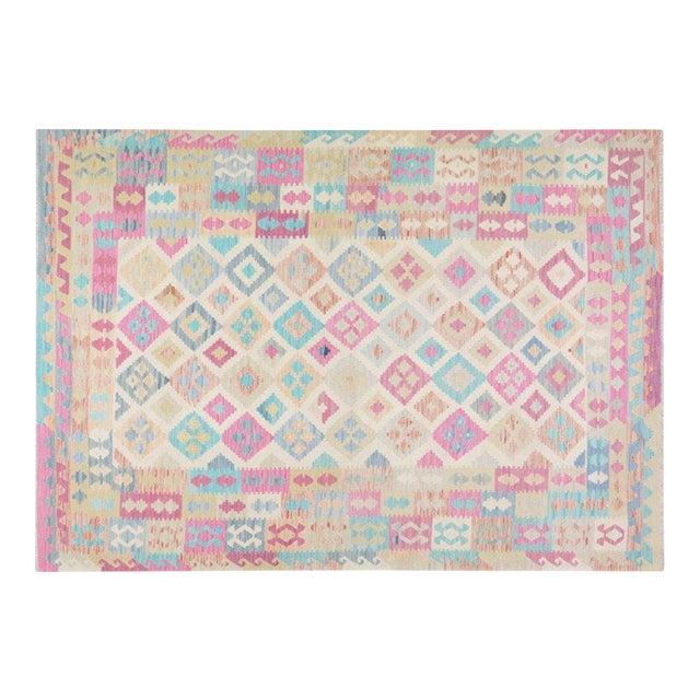 Contemporary Afghan Maimana Flatweave Kilim Rug,6'8X9'7" For Sale