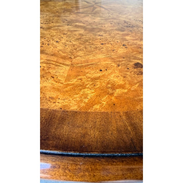 Theodore Alexander 48” Burl Walnut Compass Rose Center Dining Table For Sale - Image 11 of 14