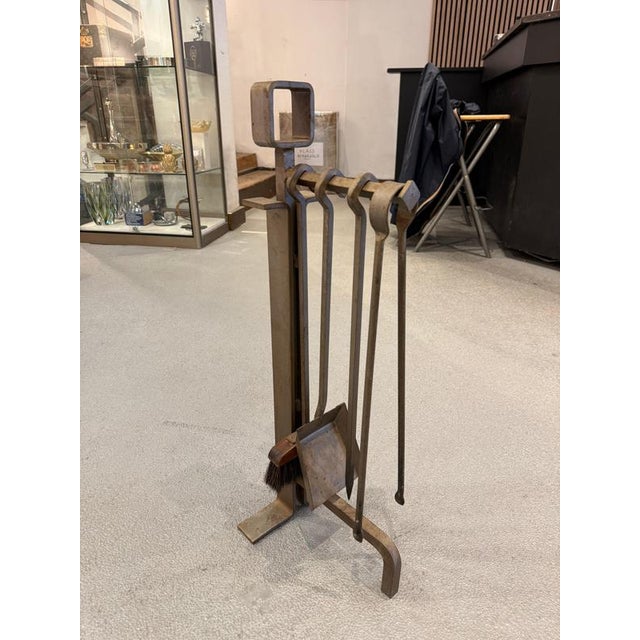 Vintage Fireplace Tools in Cast Iron, 1960s, Set of 5 For Sale - Image 11 of 12