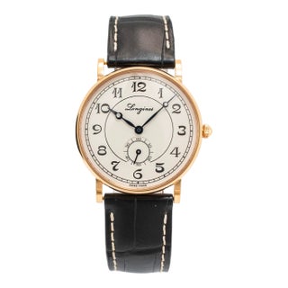 Longines Présence Heritage 34mm l4.767.8 White Dial 18k Yellow Gold Watch For Sale