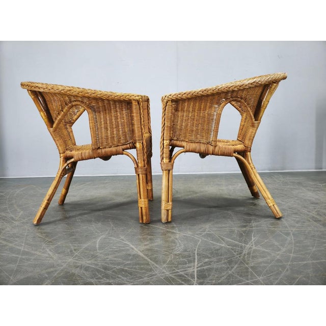Vintage Italian Rattan and Wicker Lounge Set, 1950s, Set of 5 For Sale - Image 16 of 18