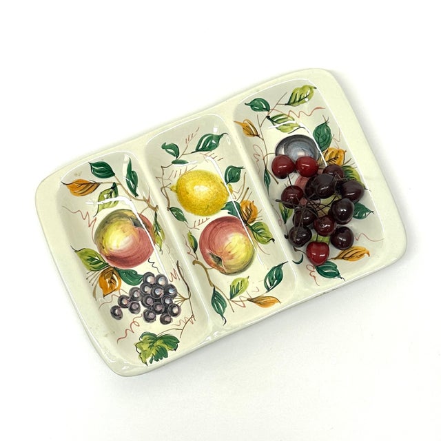Whimsical Hand-Painted Compartmentalized Ceramic Serving Platter, Italy For Sale - Image 4 of 9