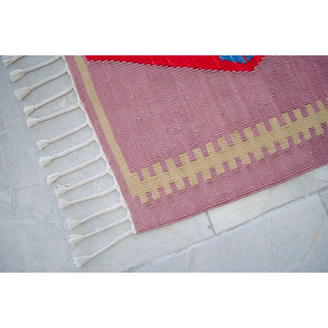 Hand Woven Silk Runner Rug . Full Tribal Design Hallway Colorful Runner Rug New - 2′7″ X 14′3″ For Sale - Image 13 of 15