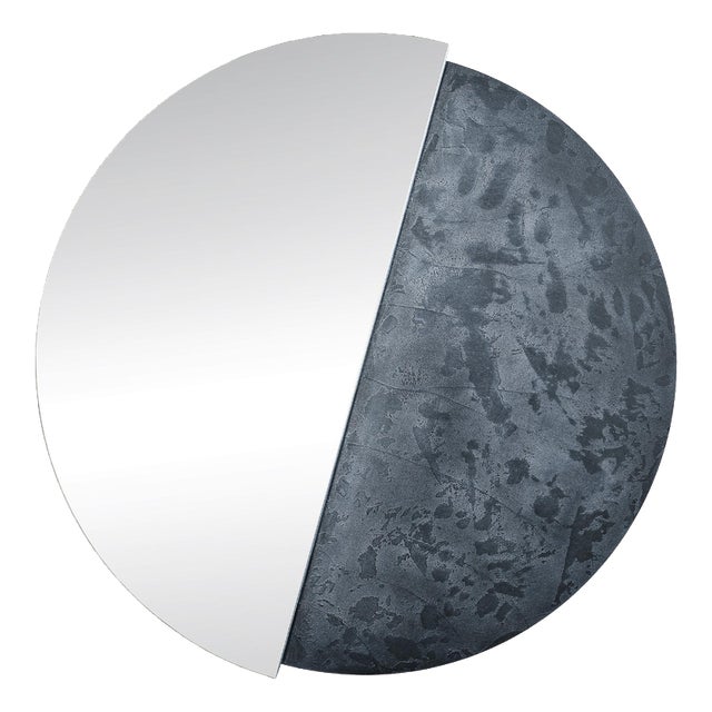 Stone Silver Eclisse 900 Round Mirror by Disain1971 For Sale