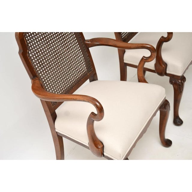 Antique Edwardian Lacquered Walnut and Cane Armchairs, 1900, Set of 2 For Sale - Image 9 of 12