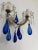 Glass C 1920 Cobalt Mouth Blown Murano Drops Crystal Prisms Sconces One of a Kind For Sale - Image 7 of 11