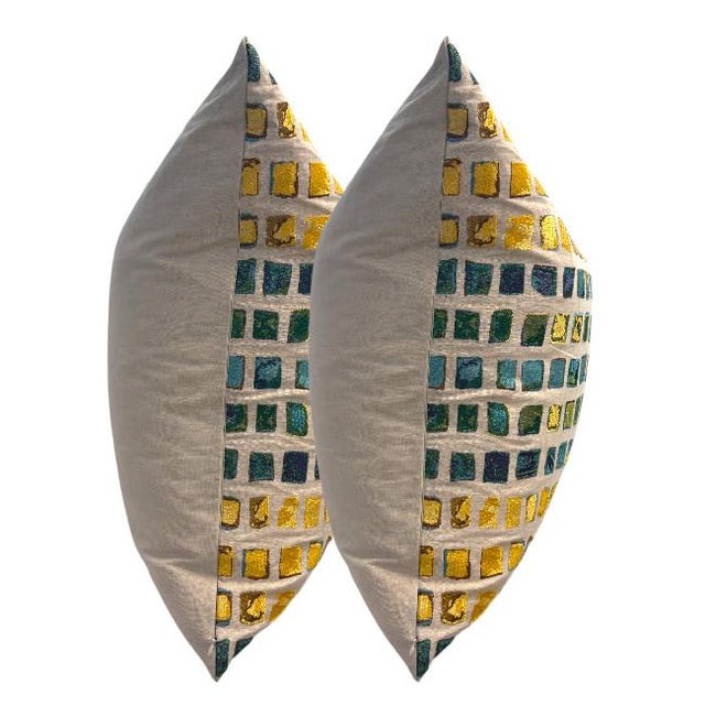 Abstract Pair of Ann Gish 24'' Tesserae Mosaic Pillows For Sale - Image 3 of 7