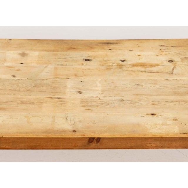 French Country House Style Rustic Pine Work Table For Sale - Image 4 of 9