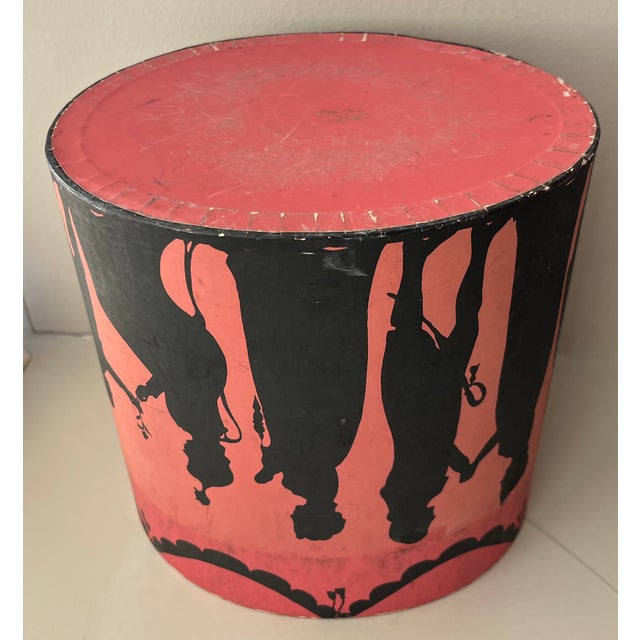 Vintage Oval Wallpaper Box by Atelier of Hudson, New York With Black Regency Silhouettes on a Pink Ground For Sale - Image 14 of 18