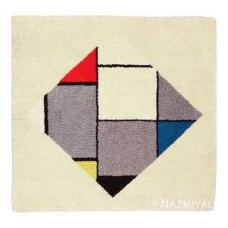 Nazmiyal Collection Vintage Scandinavian Mondrian Design Rug For Sale