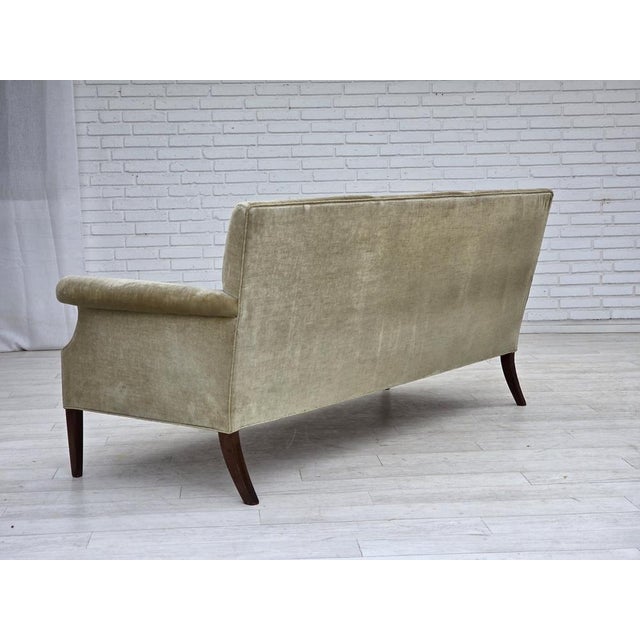 Danish 3-Seater Sofa in Light Green Velour, 1960s For Sale - Image 15 of 18