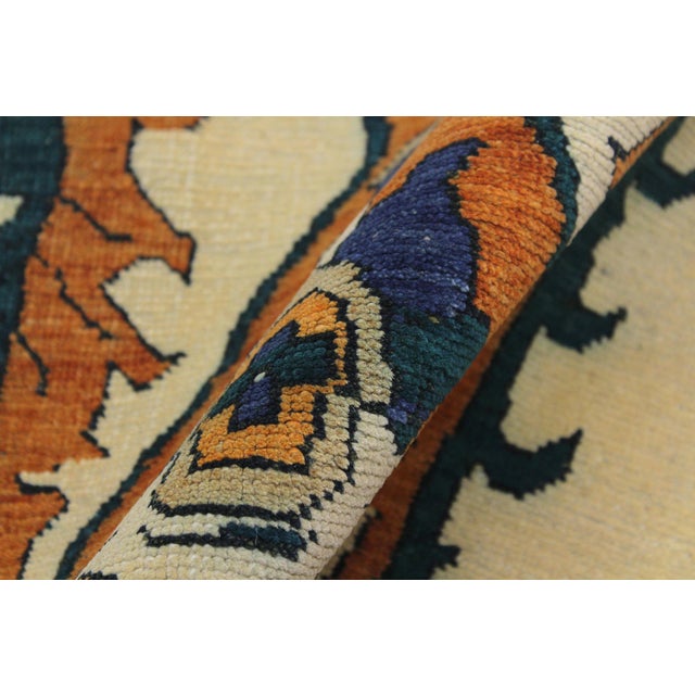 Textile Boho Chic Ziegler Ivory/Rust Wool Runner Rug- 2'8'' X 10'4'' For Sale - Image 7 of 10