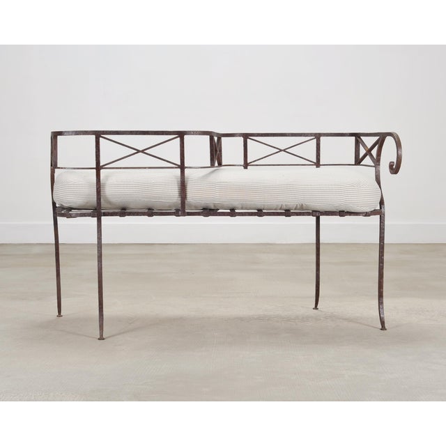 20th C. French Neoclassical Iron Tête-À-Tête Garden Bench For Sale - Image 4 of 18