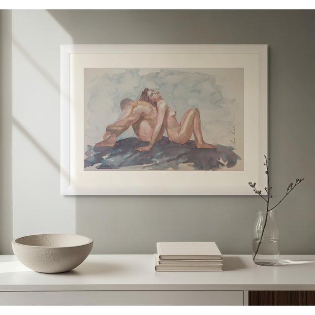 2020s “Trust” Original Impressionistic Nude Figure Watercolor on Paper Painting Art by Anna Novick For Sale - Image 5 of 9