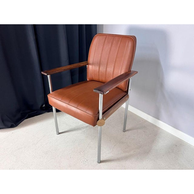 Armchair in Brown Real Leather & Rosewood by Sven Ivar Dysthe for Dokka For Sale - Image 11 of 11
