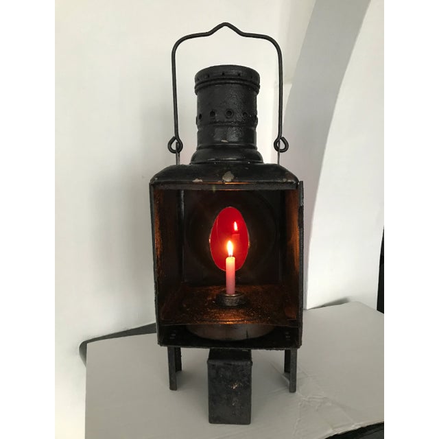 Metal Railway Lantern Candle Lamp, 1920s For Sale - Image 9 of 18