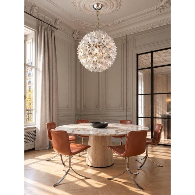 Sputnik flower murano glass chandelier by paolo venini for veart, italy. Covered in molded ice structure glass flower on a...