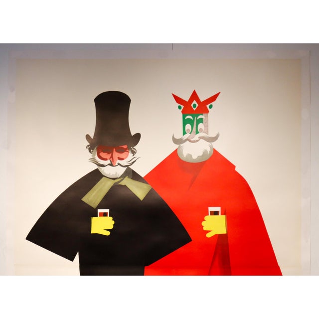 Mid-Century Modern 1950s Original Oversized Italian Liquor Poster, Punt E Mes - Testa (Oversized, 2 Sheets, Linen Backed) For Sale - Image 3 of 3