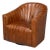Brown Leather Channel Tufted Swivel Chair For Sale