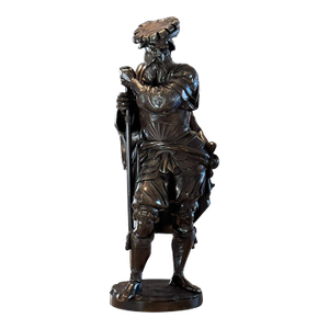 Antique 25” Signed French Bronze Sculpture the Landsknecht by Albert-Ernest Carrier Belleuse