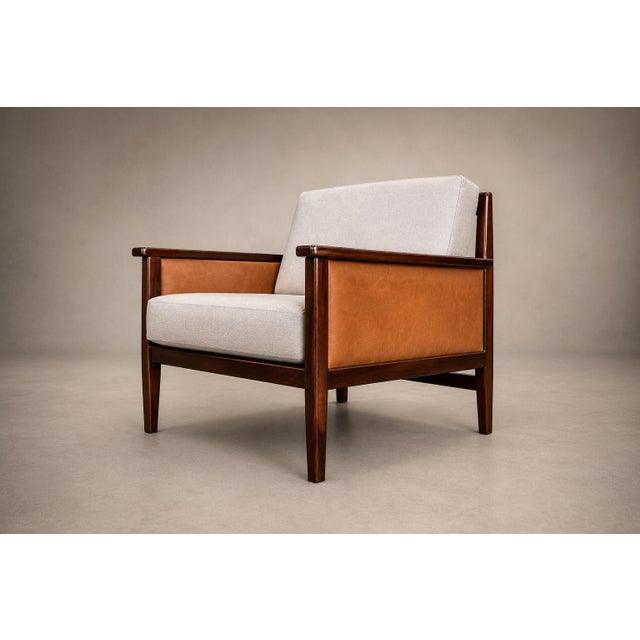 Brazilian Modern Armchair in Rosewood, Leather & Linen, Fatima, 1960s For Sale - Image 15 of 18