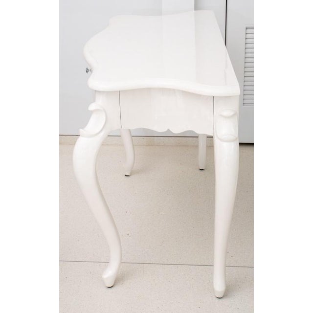 Hollywood Regency White Lacquer Vanity Table Desk Chairish