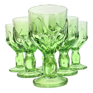 Chunky Green Bud Goblets- Set of Six