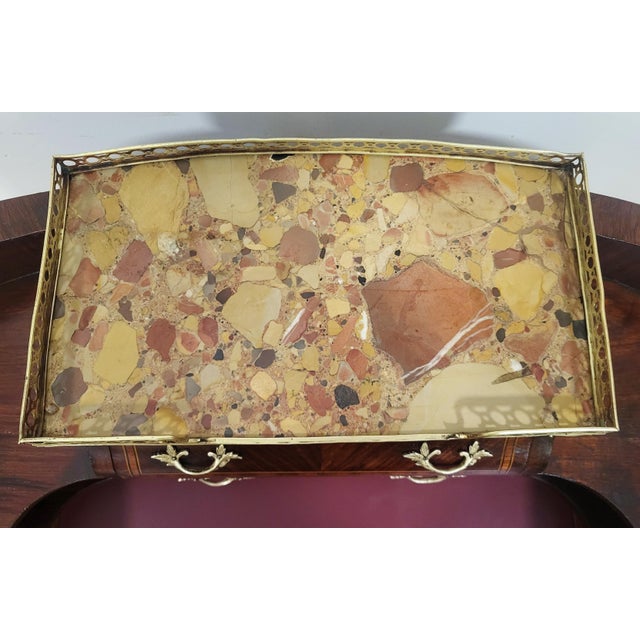 Antique French Louis XV Bronze Leather Slide & Marble Lady's Writing Desk For Sale - Image 14 of 18