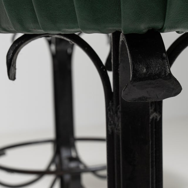Silver 1970s Set of Four Bar Stools with Wrought Iron Bases For Sale - Image 8 of 16