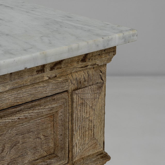 Brown 1900s French Louis XVI Oak Chest of Drawers With Marble Top For Sale - Image 8 of 18