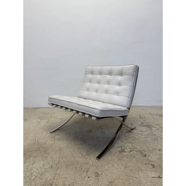 Ludwig Mies Van Der Rohe White Leather Barcelona Chairs for Knoll - A Pair For Sale - Image 10 of 17