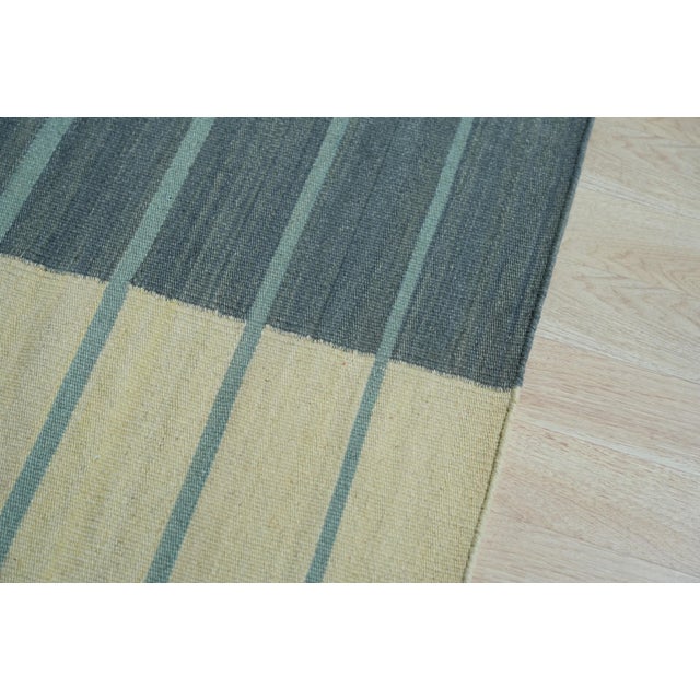 Beige 4x6 Majestic Laine Multicolor Stripe Modern Flatweave Wool Carpet Rug For Sale - Image 8 of 10