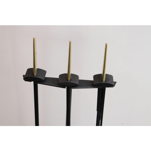 Mid-Century Modern Polished Brass and Iron Fireplace Tool Set by Donald Deskey For Sale - Image 15 of 18