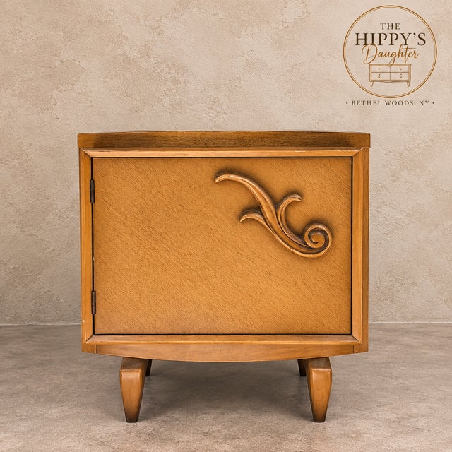 Vintage Hoke Mid Century End Tables – 1960s MCM Bedside Cabinets - Cottagecore, Sculpted Wood For Sale - Image 9 of 10