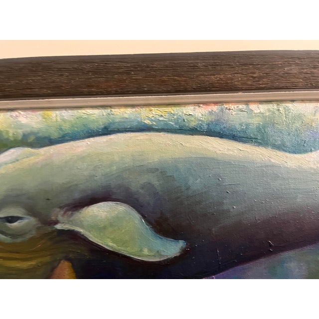 Original Oil Painting Whale Art Signed Diane McGrath 32 X 26 Framed Marine Life For Sale - Image 6 of 11