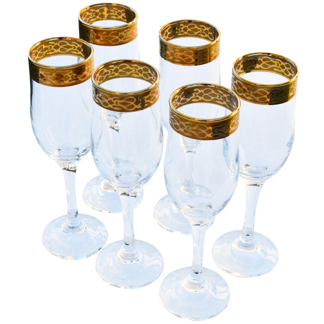 GoldRimmed Champagne Glasses, S/6 Chairish