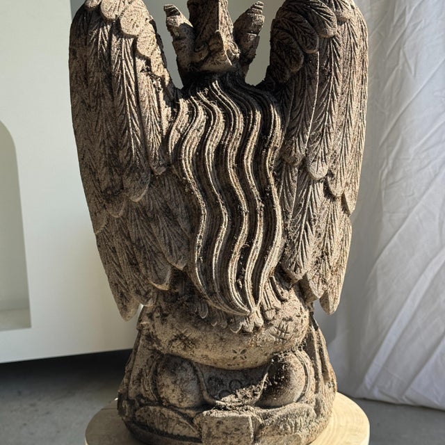 Stone Unknown, Traditional Indonesian Sculpture of a Winged Deity in Volcanic Limestone, 1980s, Stone For Sale - Image 7 of 11