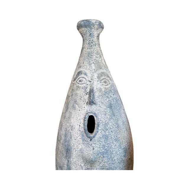 Vintage Italian Ceramic Faces Decoration Amphora- Small For Sale - Image 4 of 5