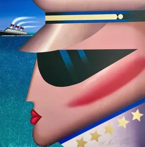 Sale 1980s "Commodore" Robin Morris Postmodern Nautical Figurative Original Hand Signed and Numbered Lithograph
